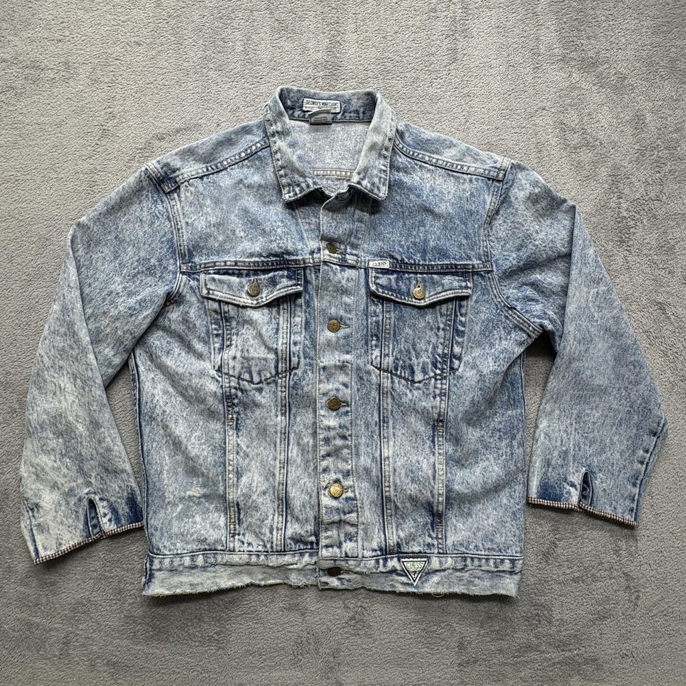 Vintage Georges Marciano Guess Jacket Mens Medium Denim Acid Wash USA 80s‎ Retro